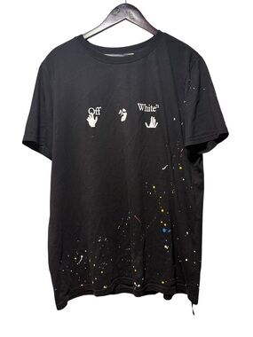 Off White Main Label Vintage Paint Splatter Virgil Abloh T-Shirt XL Double Sided